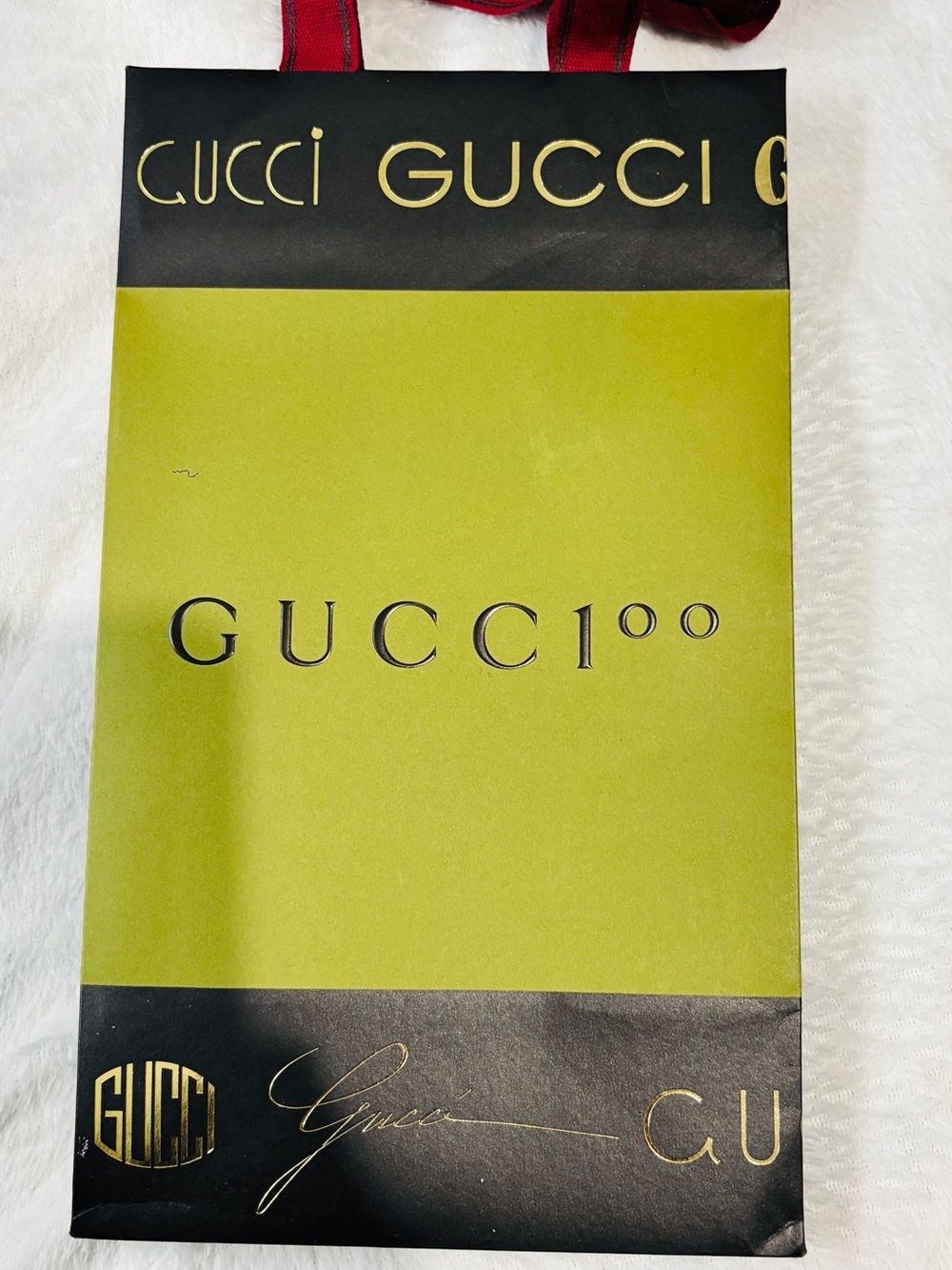 Authentic Gucci 100 anniversary shopping gift bag. Green and burgundy boutique